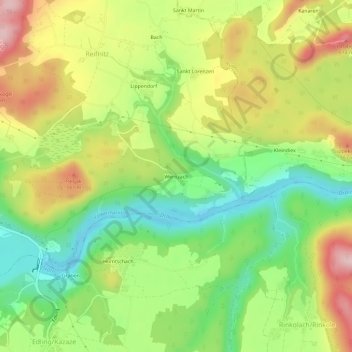 Topografische Karte Wernzach, Höhe, Relief