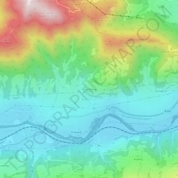 Topografische Karte Assachberg, Höhe, Relief
