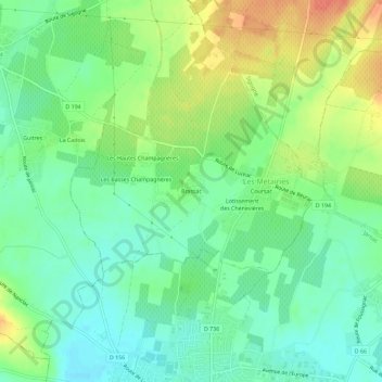 Topografische Karte Brassac, Höhe, Relief