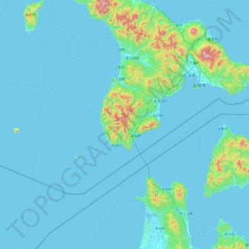 Topografische Karte 松前郡, Höhe, Relief