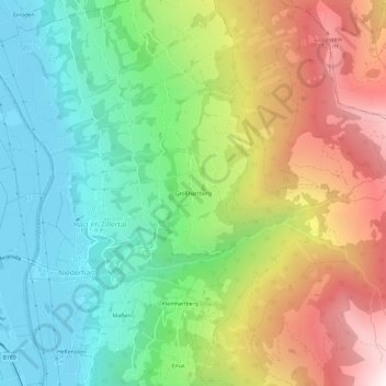 Topografische Karte Großhartberg, Höhe, Relief