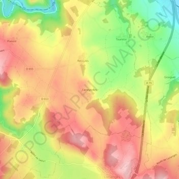 Topografische Karte Farreyrolles, Höhe, Relief