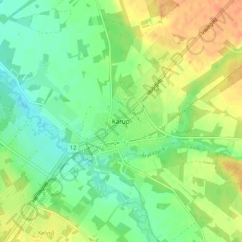 Topografische Karte Karup, Höhe, Relief
