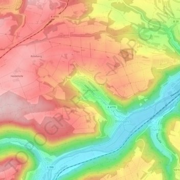 Topografische Karte Rexingen, Höhe, Relief