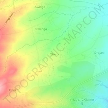 Topografische Karte Obero, Höhe, Relief
