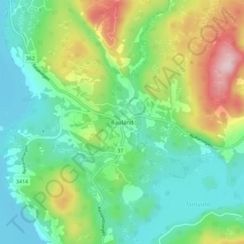 Topografische Karte Rauland, Höhe, Relief