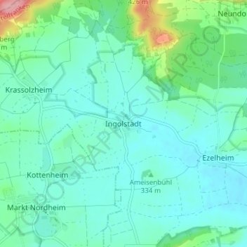 Topografische Karte Ingolstadt, Höhe, Relief