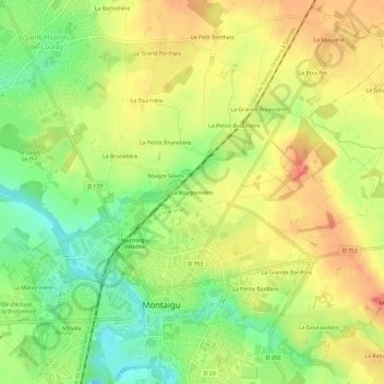 Topografische Karte La Bougonnière, Höhe, Relief