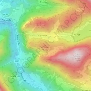 Topografische Karte Hinterstein, Höhe, Relief