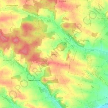 Topografische Karte Seeberg, Höhe, Relief