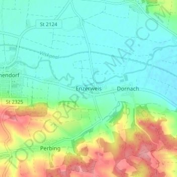 Topografische Karte Enzerweis, Höhe, Relief