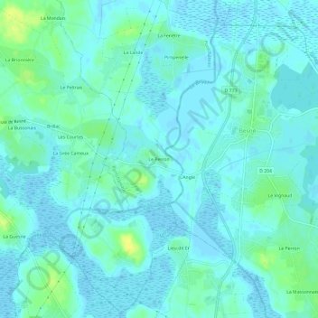 Topografische Karte Le Perron, Höhe, Relief