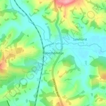 Topografische Karte Robertsbridge, Höhe, Relief