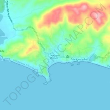 Topografische Karte Mazunte, Höhe, Relief