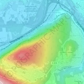 Topografische Karte Pierre Vieille, Höhe, Relief