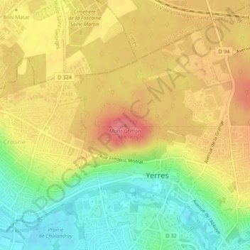 Topografische Karte Mont Griffon, Höhe, Relief