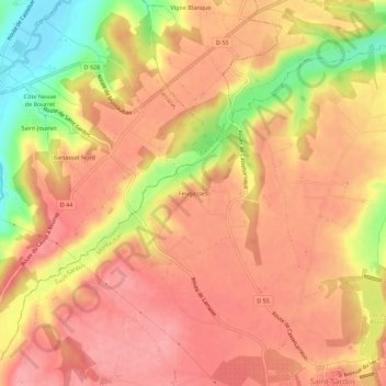 Topografische Karte Feugasses, Höhe, Relief