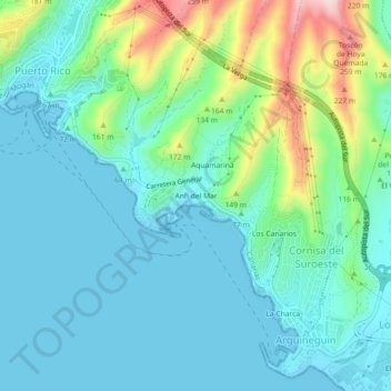 Topografische Karte Anfi del Mar, Höhe, Relief