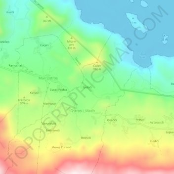 Topografische Karte Grdoči, Höhe, Relief