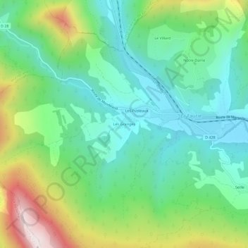 Topografische Karte Les Granges, Höhe, Relief