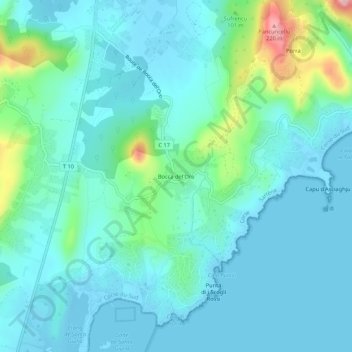 Topografische Karte Bocca del'Oro, Höhe, Relief