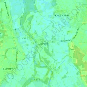 Topografische Karte Steinbild, Höhe, Relief