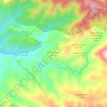 Topografische Karte Beni Habbane, Höhe, Relief