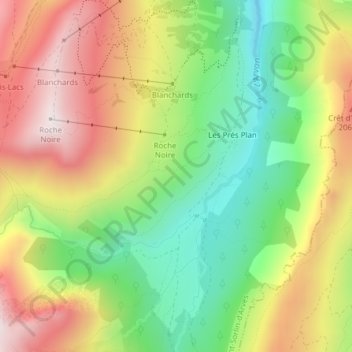 Topografische Karte Les Boemes, Höhe, Relief