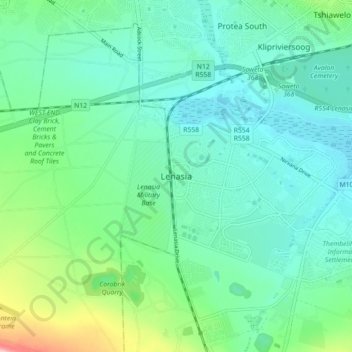 Topografische Karte Lenasia, Höhe, Relief