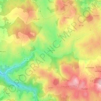 Topografische Karte La Couarle, Höhe, Relief