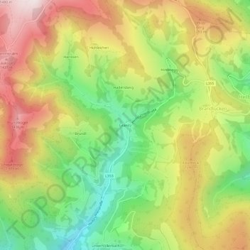 Topografische Karte Granitz, Höhe, Relief