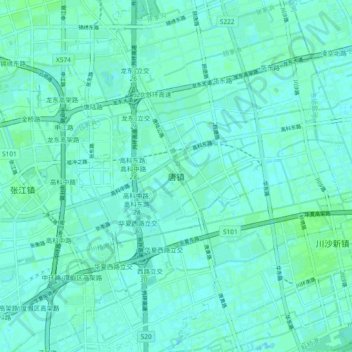 Topografische Karte 唐镇, Höhe, Relief