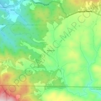 Topografische Karte Whitetop, Höhe, Relief
