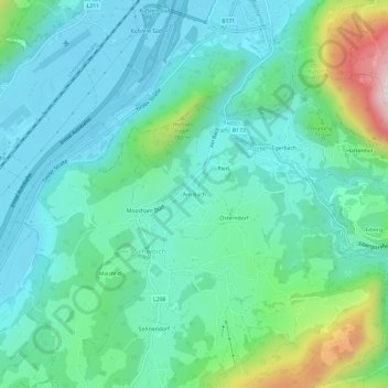 Topografische Karte Am Bach, Höhe, Relief