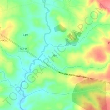 Topografische Karte Qui, Höhe, Relief