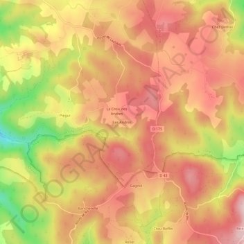 Topografische Karte Les Andres, Höhe, Relief