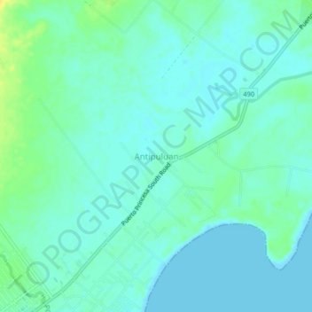 Topografische Karte Antipuluan, Höhe, Relief