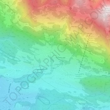 Topografische Karte Düns, Höhe, Relief