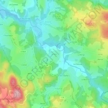 Topografische Karte Le Mas, Höhe, Relief