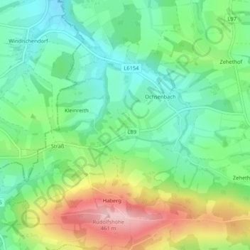 Topografische Karte Felberach, Höhe, Relief