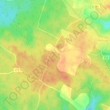 Topografische Karte Message, Höhe, Relief