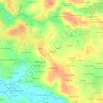 Topografische Karte La Hazais, Höhe, Relief
