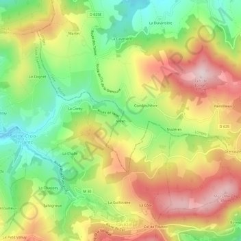 Topografische Karte Vanel, Höhe, Relief