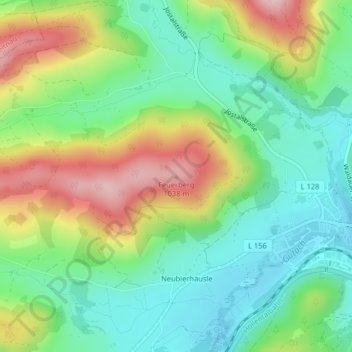 Topografische Karte Feuerberg, Höhe, Relief