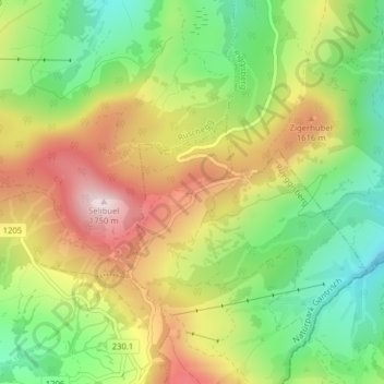 Topografische Karte Gurnigel, Höhe, Relief