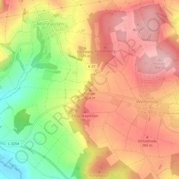 Topografische Karte Steiger, Höhe, Relief