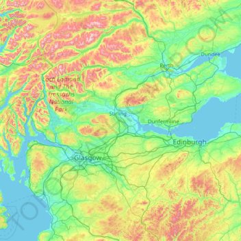 Topografische Karte Stirlingshire, Höhe, Relief
