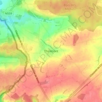 Topografische Karte Thirimont, Höhe, Relief