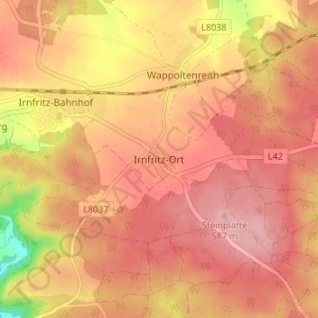 Topografische Karte Irnfritz-Ort, Höhe, Relief