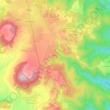 Topografische Karte Siniautre, Höhe, Relief